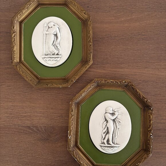 Vintage Set of Devonware Chalkware Wall Art, Greek Figurines - Picture 1 of 5